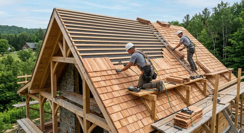 Cedar Shake Roof Construction in Hartland, VT