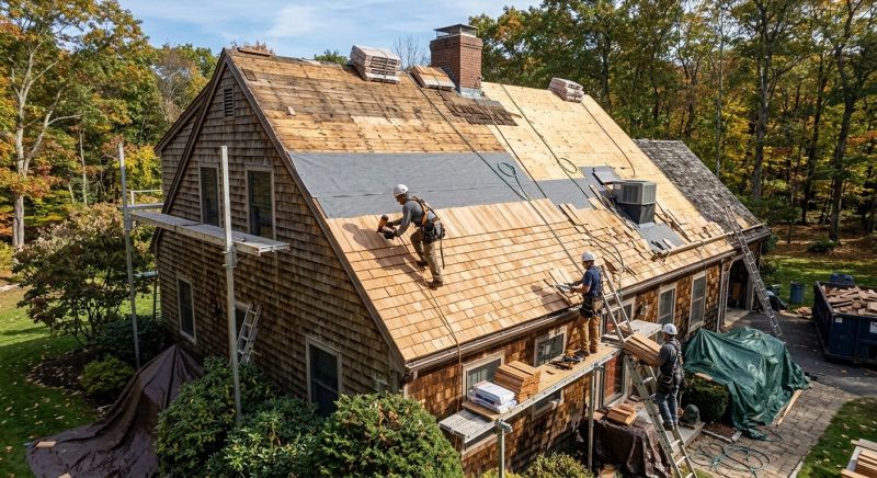 Wood Shingle Roof Replacement in Woodstock, VT